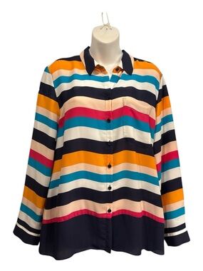 Chico’s Striped Button-Up Shirt - Multicolor Chico size 2 or large
